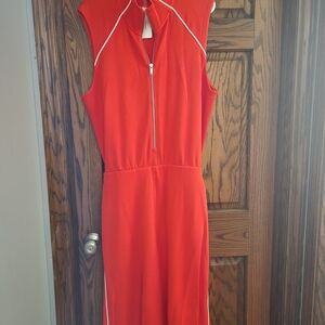 SPANX Orange Sleeveless Jumpsuit with Zipper